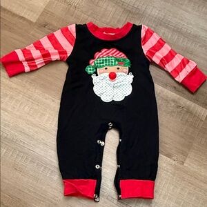 Festive Santa Kids Bodysuit - Black and Red